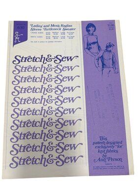 Ladies & Mens Raglan Sleeve Turtleneck Sweater Sewing Pattern #630 Stretch & Sew